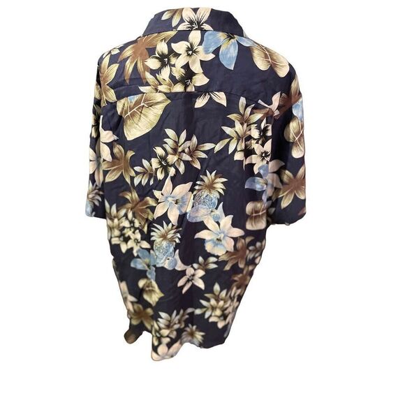 Tasso Elba Men's Button Down Shirt Collared Floral 100% Silk Navy Blue XL - Picture 3 of 11